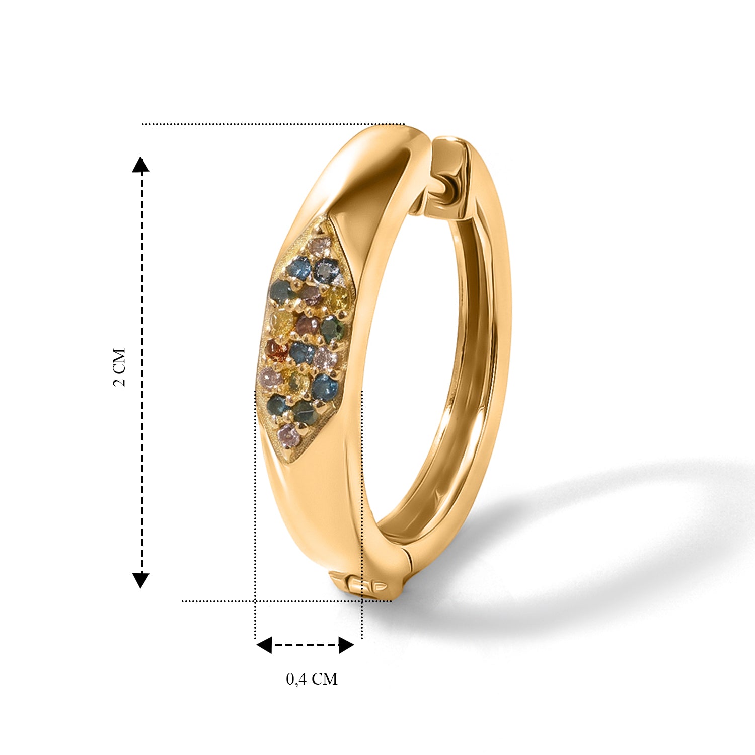D'Joy Natürlicher Champagner Diamant, Roter Diamant Ohrringe 925 Silber 750 Gelbgold vermeil ca. 0,24 ct.
