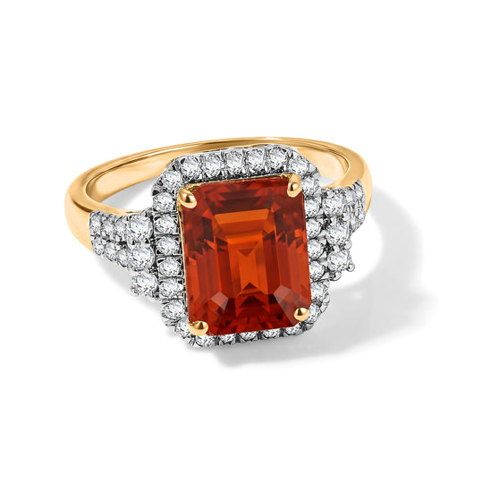 LUXURIANT  (10-16 Werktage Lieferzeit)  2,98 ct. AAA mexikanischer Kirschfeuer-Opal und Labor Diamant Ring in 417 Gold