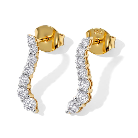 LUXURIANT SGL zertifizierte SI-GH Labor Diamant Ohrringe, 925 Silber Gelbgold Vermeil - 0,77 ct.