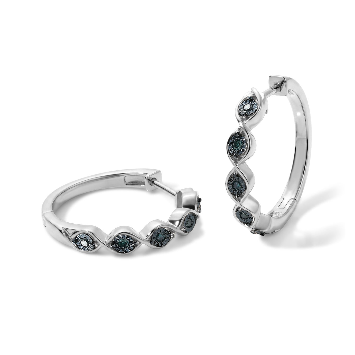 EverTrue blaue Diamant Ohrringe, Messing mit Platin E-Beschichtung - 0,15 ct.