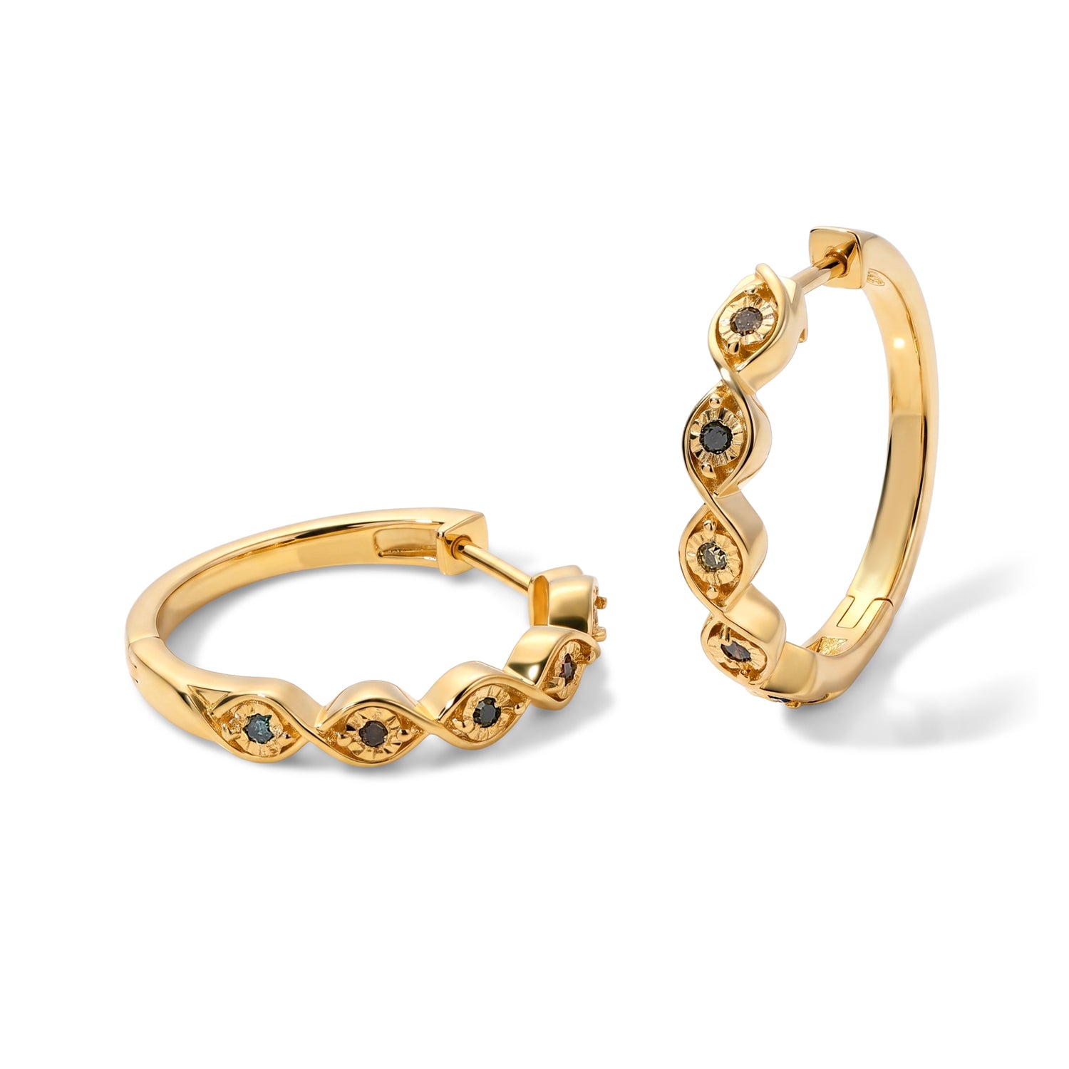 EverTrue mehrfarbige Diamant Ohrringe, Messing mit Gelbgold E-Beschichtung - 0,15 ct.
