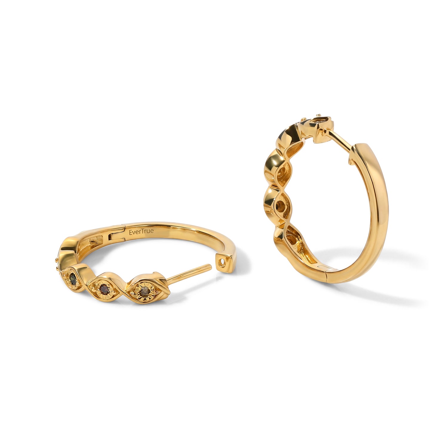 EverTrue mehrfarbige Diamant Ohrringe, Messing mit Gelbgold E-Beschichtung - 0,15 ct.