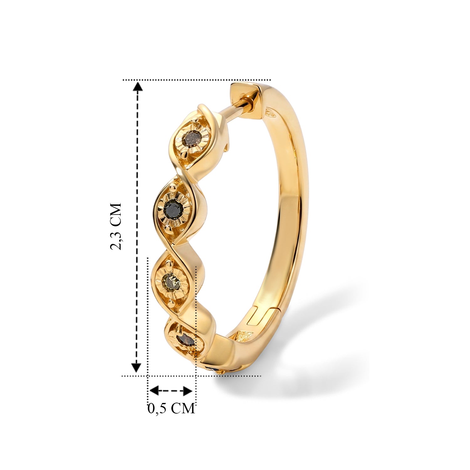 EverTrue mehrfarbige Diamant Ohrringe, Messing mit Gelbgold E-Beschichtung - 0,15 ct.