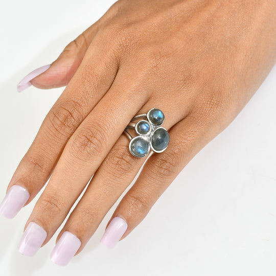 EVER TRUE AAA Labradorit Ring 316L Edelstahl (Größe 17.00) ca. 8,81 ct