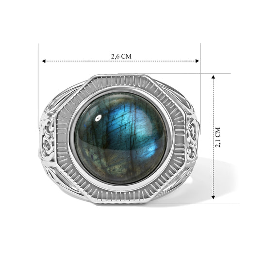 EVER TRUE AAA Labradorit Ring 316L Edelstahl (Größe 21.00) ca. 8,63 ct