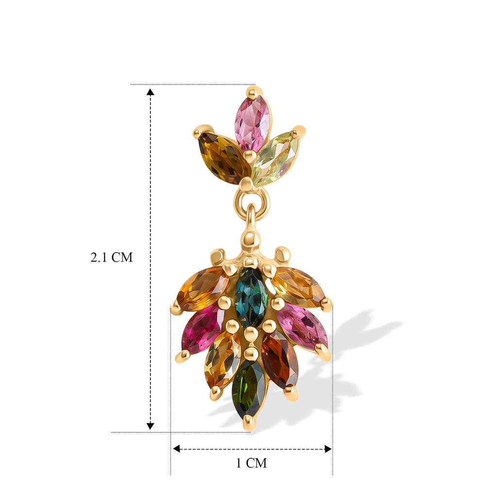 D'Joy Mehrfarbig-Turmalin Ohrringe 925 Silber 750 Gelbgold vermeil ca. 1,67 ct.