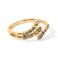 LUXURIANT SI Labor mehrfarbiger Diamant Ring, 925 Silber 750 Gelbgold Vermeil - 0,49 ct.