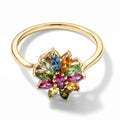 D'Joy AA Mehrfarbig-Turmalin Ring 925 Silber Vergoldet (Größe 17.00) ca. 0,86 ct