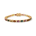 D'Joy AA Multi-Turmalin und Moissanit 20cm Eternity Armband, 925 Silber 750 Gelbgold Vermeil - 12,54 ct.