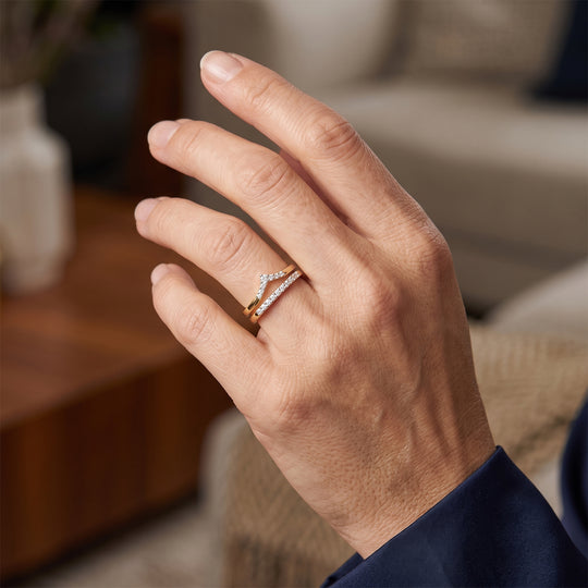 LUXURIANT SI-GH Labor Diamant Ring, 925 Silber 750 Gelbgold Vermeil - 0,25 ct.