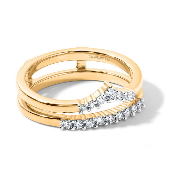 LUXURIANT SI-GH Labor Diamant Ring, 925 Silber 750 Gelbgold Vermeil - 0,25 ct.