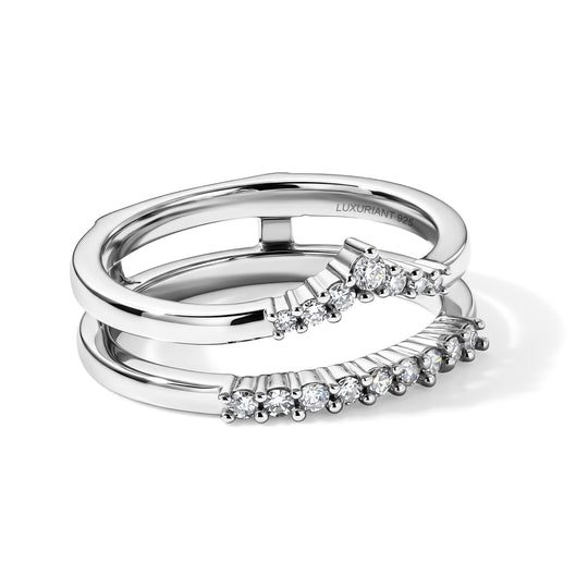 LUXURIANT SI-GH Labor Diamant Ring, 925 Silber 750 Gelbgold Vermeil - 0,25 ct.