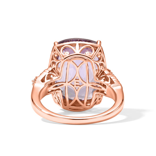 EverTrue Rose De France Amethyst und Zirkon Solitär-Stil Ring. 950 Kupfer mit Roségold-E-Beschichtung - 21,20 ct.