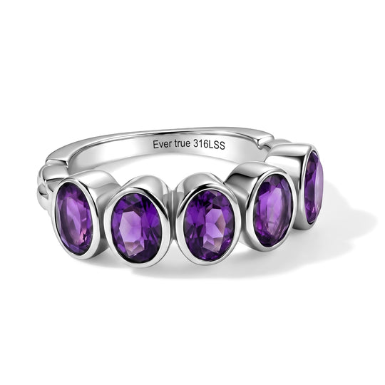 EVER TRUE Mehrfarbiger Edelstein Ring 316L Edelstahl (Größe 19.00) ca. 2.59 ct