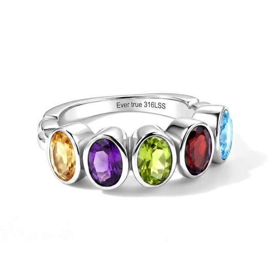 EVER TRUE Mehrfarbiger Edelstein Ring 316L Edelstahl (Größe 19.00) ca. 2.59 ct