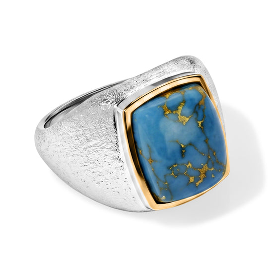 EverTrue blauer Türkis Ring, Bronze mit Platin E-Beschichtung - 7 ct.