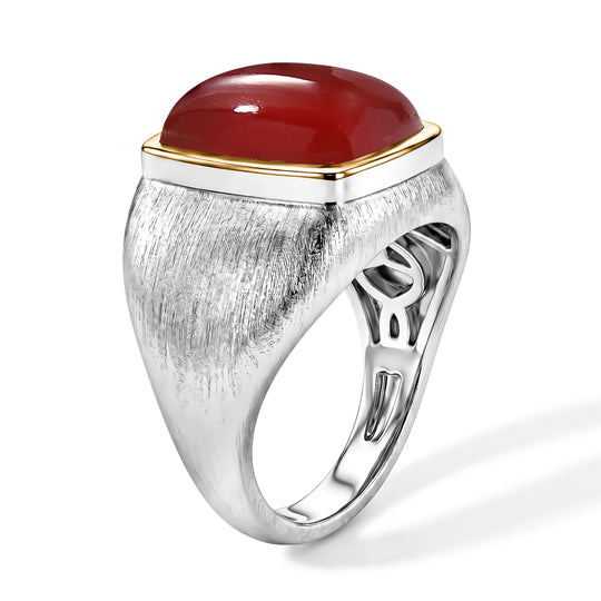 EverTrue roter Onyx Ring, Bronze mit Platin E-Beschichtung - 7 ct.