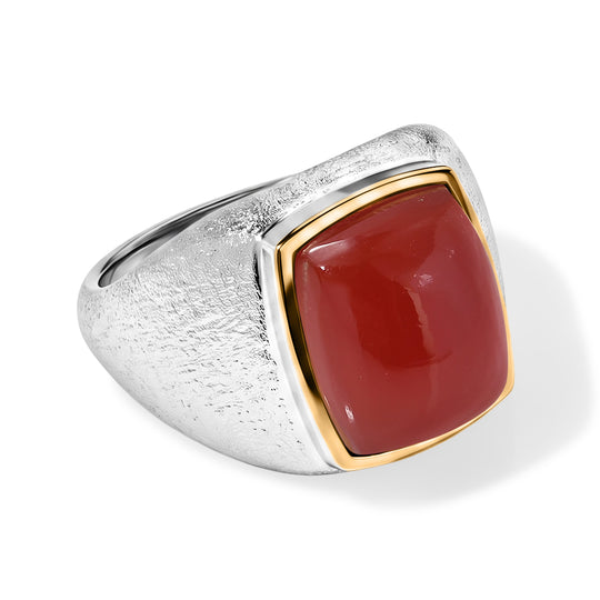 EverTrue roter Onyx Ring, Bronze mit Platin E-Beschichtung - 7 ct.