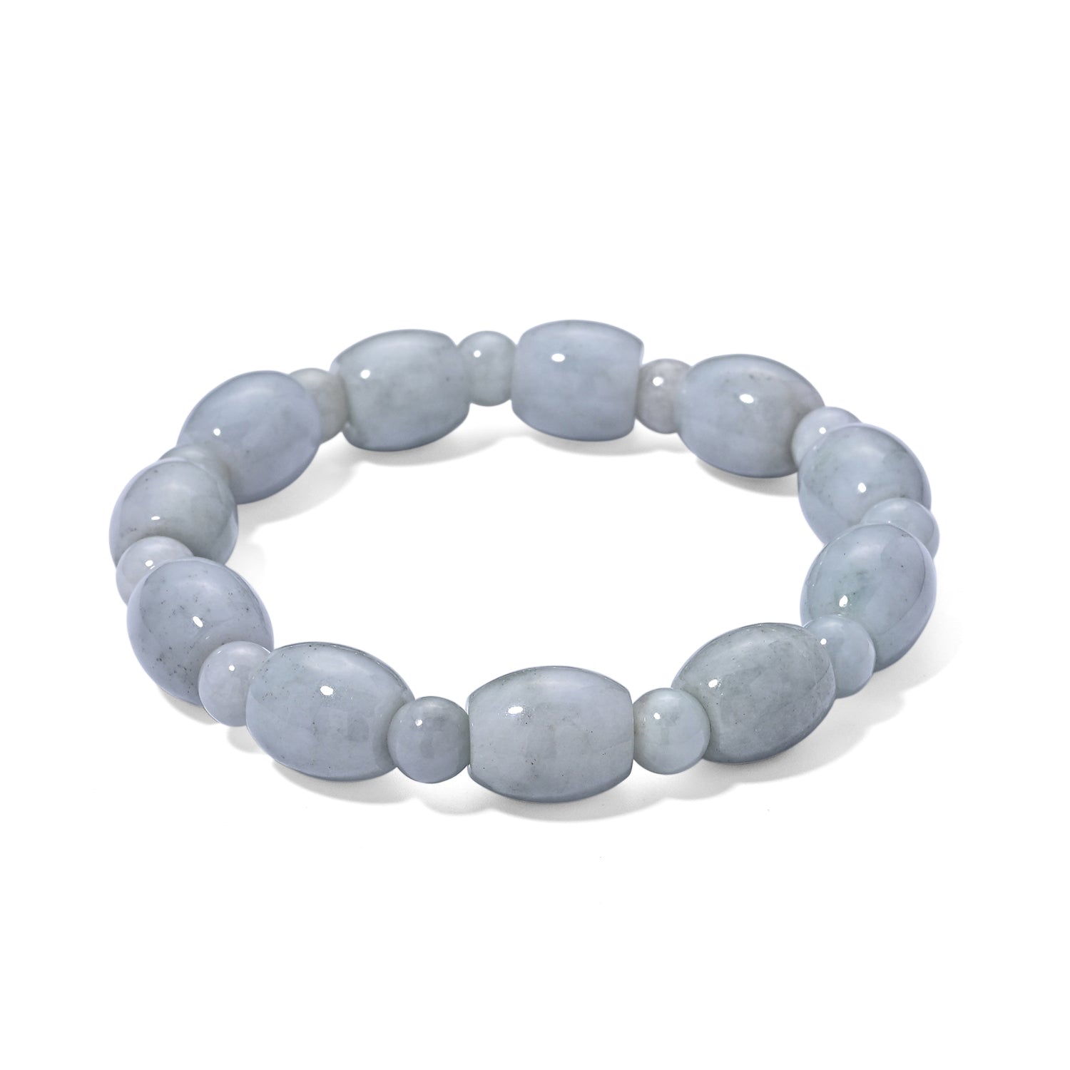 EXTREM SELTEN Weiße Jade Armband, flexibel, (18 - 19 cm) ca. 210.00 ct
