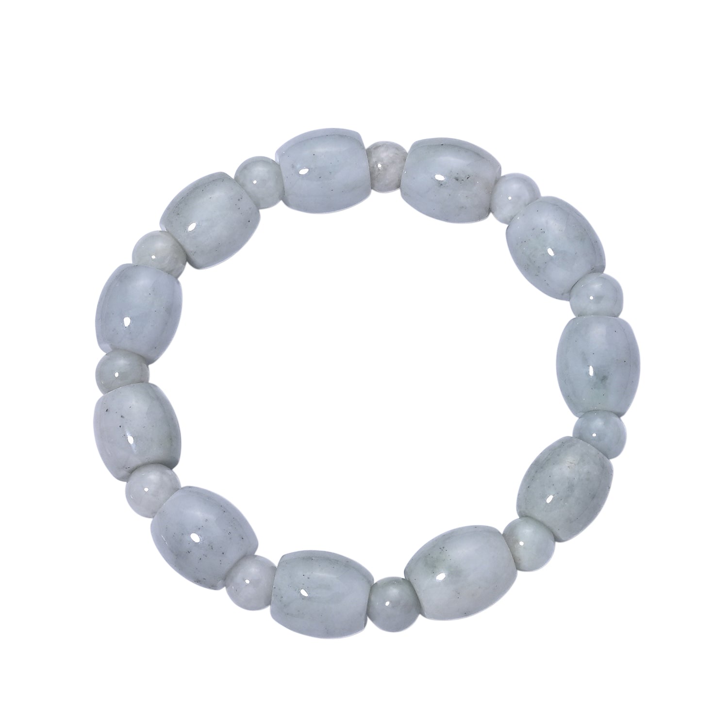 EXTREM SELTEN Weiße Jade Armband, flexibel, (18 - 19 cm) ca. 210.00 ct