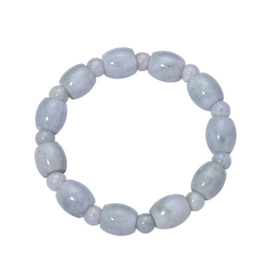 EXTREM SELTEN Weiße Jade Armband, flexibel, (18 - 19 cm) ca. 210.00 ct