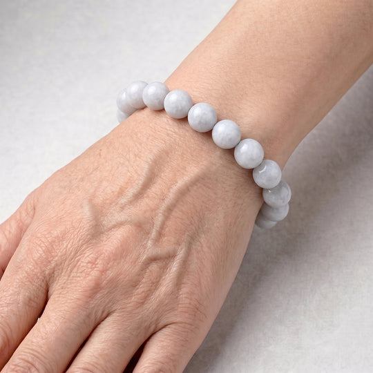 EXTREM SELTEN Weiße Jade Armband, flexibel, (18 - 19 cm) ca. 260.00 ct