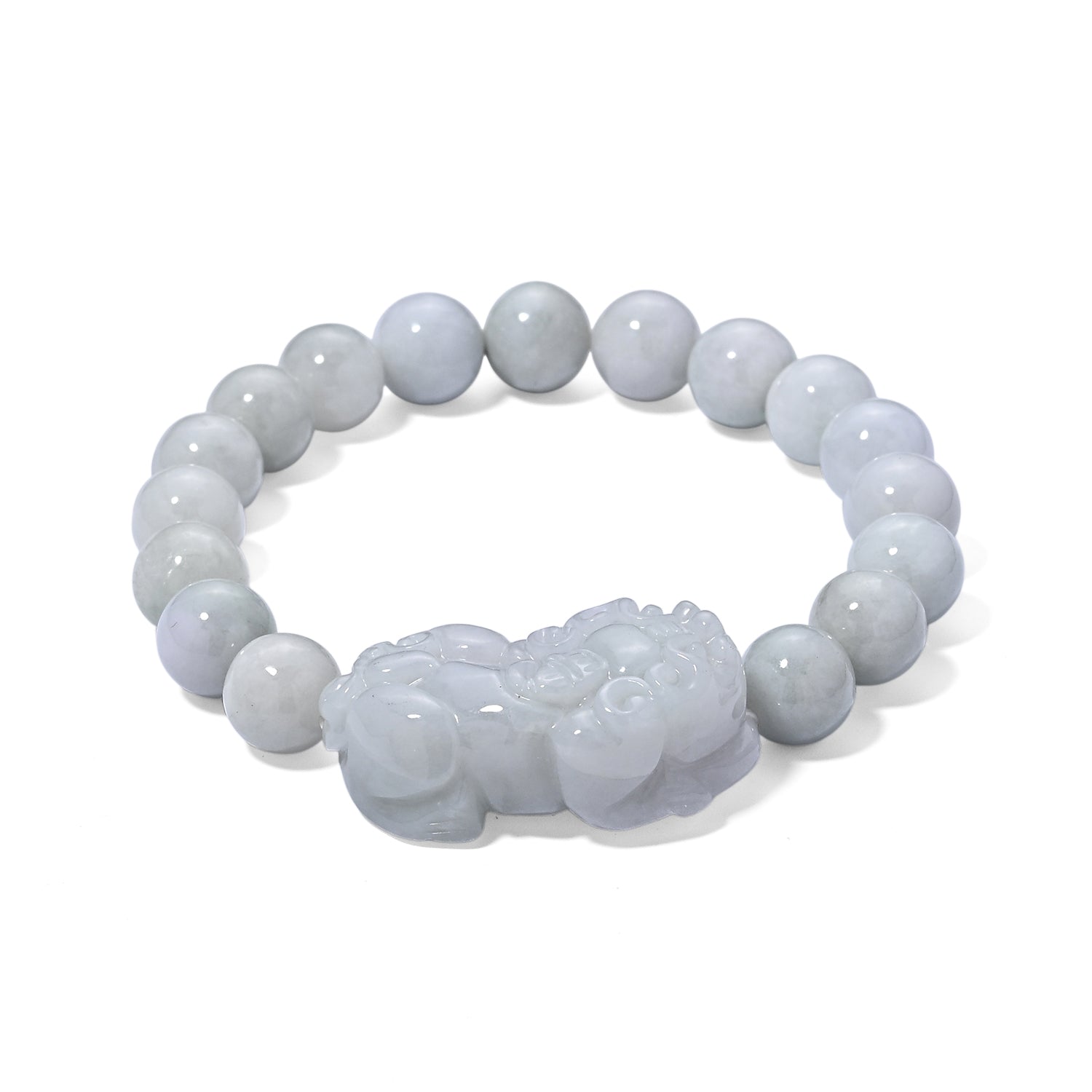 EXTREM SELTEN Weiße Jade Pixiu Armband, flexibel, (18 - 19 cm)ca. 250.00 ct