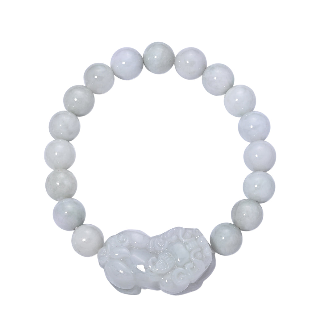 EXTREM SELTEN Weiße Jade Pixiu Armband, flexibel, (18 - 19 cm)ca. 250.00 ct