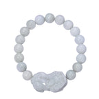 EXTREM SELTEN Weiße Jade Pixiu Armband, flexibel, (18 - 19 cm)ca. 250.00 ct