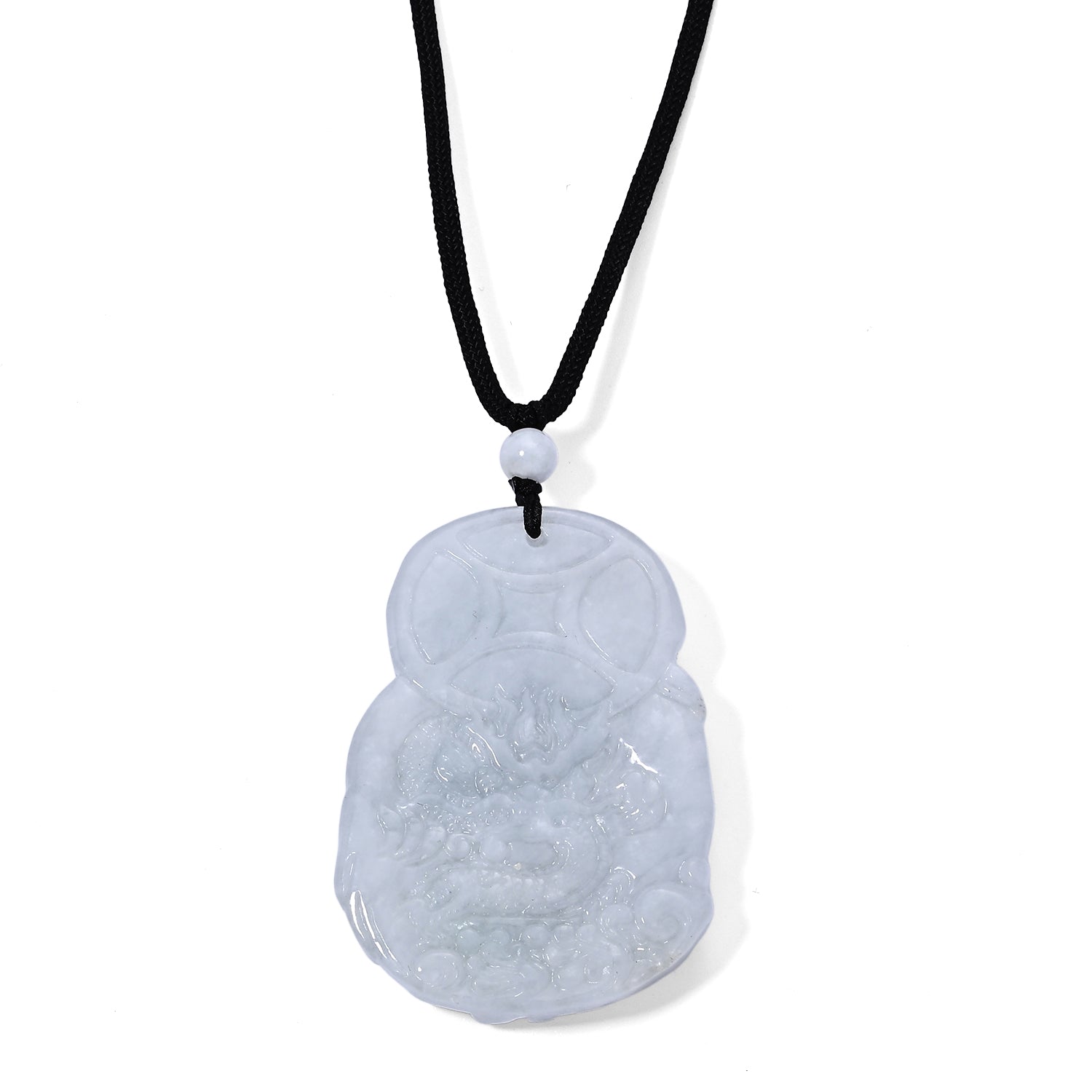 EXTREM SELTEN Natürliche Weiße Jade Guan Yin Anhänger mit schwarzer Textilkordel, flexibel, (ca. 70 cm) ca. 155,00 ct