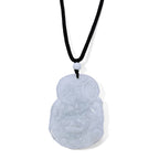 EXTREM SELTEN Natürliche Weiße Jade Guan Yin Anhänger mit schwarzer Textilkordel, flexibel, (ca. 70 cm) ca. 155,00 ct
