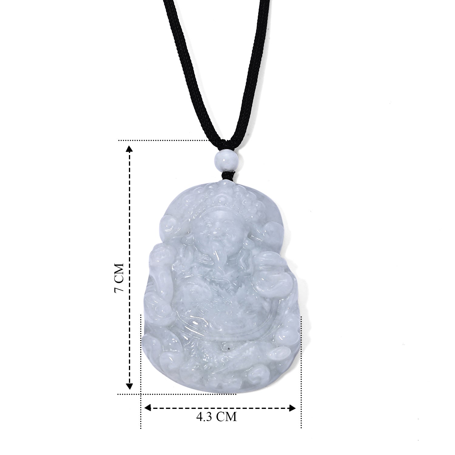 EXTREM SELTEN Natürliche Weiße Jade Guan Yin Anhänger mit schwarzer Textilkordel, flexibel, (ca. 70 cm) ca. 155,00 ct