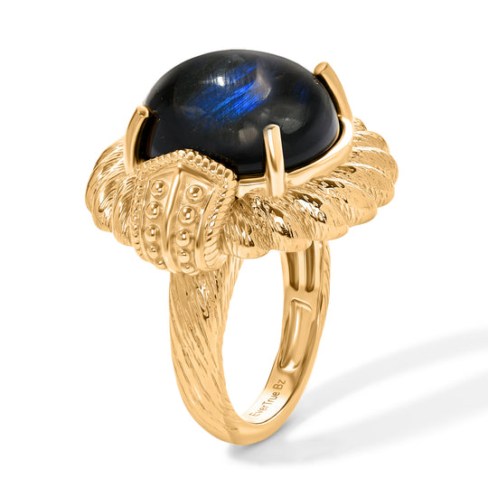 EverTrue AAA Labradorit Ring, Bronze mit Gelbgold E-Beschichtung - 12,18 ct.