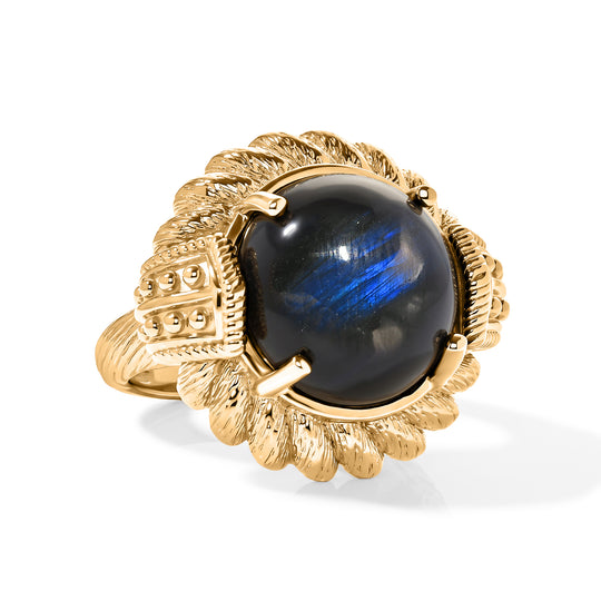 EverTrue AAA Labradorit Ring, Bronze mit Gelbgold E-Beschichtung - 12,18 ct.