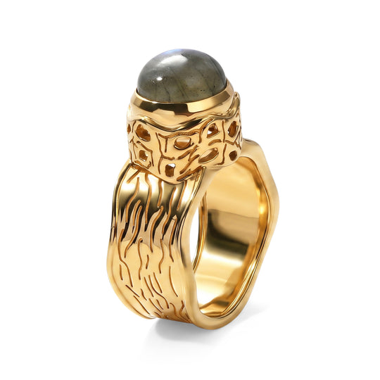 EverTrue AAA Labradorit Ring, Bronze in Gelbgold E-Beschichtung - 4,39 ct.