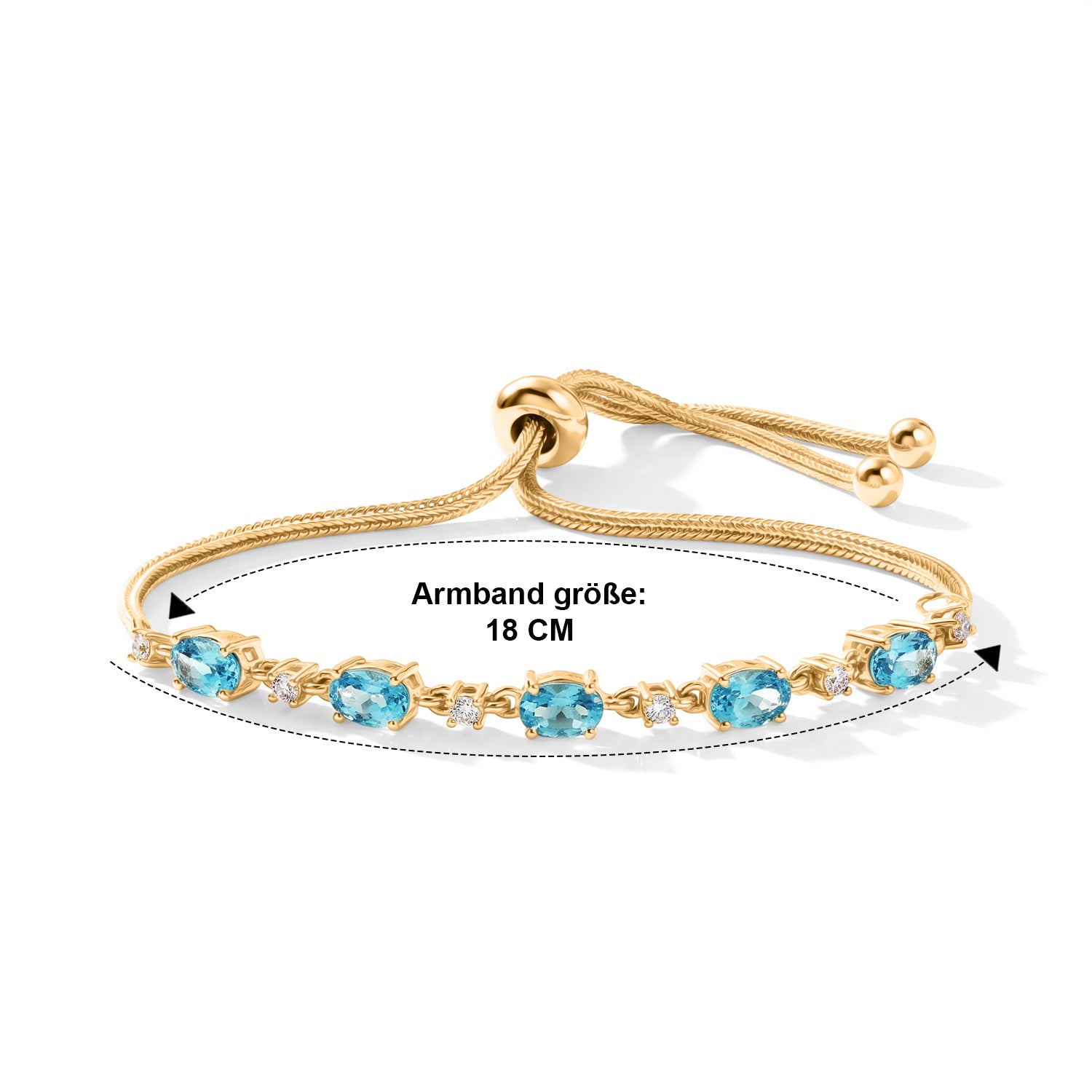 EverTrue AA blaues Apatit und Zirkon 19cm Armband, Bronze mit Gelbgold E-Beschichtung - 2,55 ct.