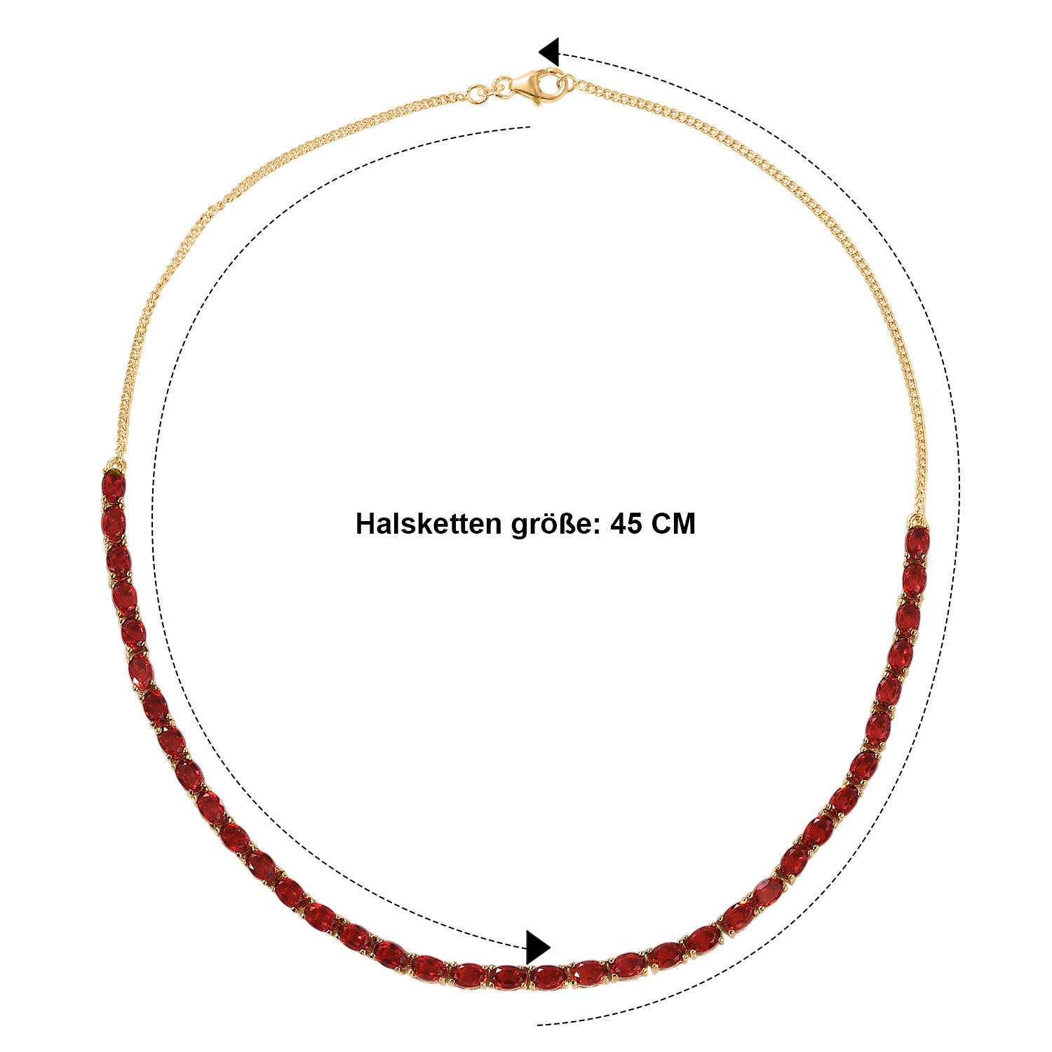 D'Joy Rubin-Feuer-Triplett-Quarz Halskette ca. 45 cm 925 Silber 750 Gelbgold vermeil ca. 20,12 ct.