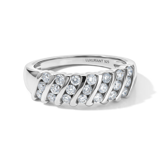 LUXURIANT  SGL zertifizierter SI-GH Labor Diamant Half Eternity Ring, 925 Silber 750 Gelbgold Vermeil - 0,50 ct.