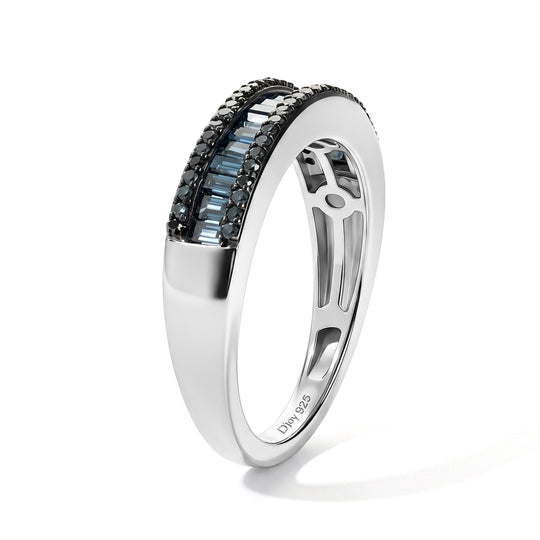 D'Joy Blauer Diamant (IR) Ring 925 Silber Rhodiniert (Größe 17.00) ca. 0.50 ct