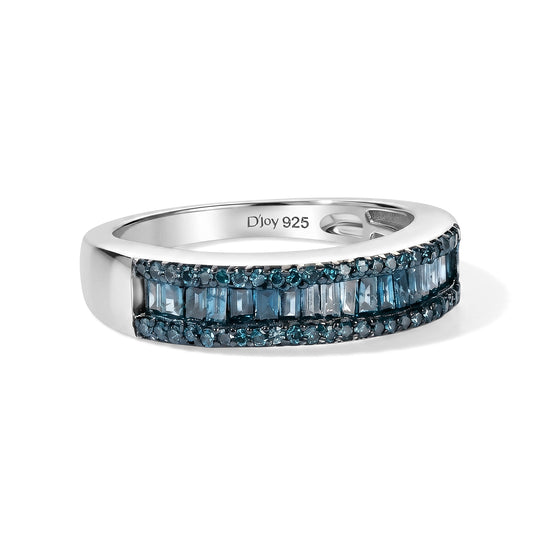 D'Joy Blauer Diamant (IR) Ring 925 Silber Rhodiniert (Größe 17.00) ca. 0.50 ct