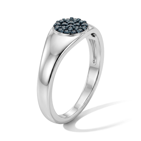 D'Joy Blauer Diamant (IR) Ring 925 Silber Rhodiniert (Größe 19.00) ca. 0.21 ct