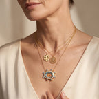 GP - Himmelblauer Topas Delphin-Motiv Halskette ca. 50 cm 925 Silber 750 Gelbgold vermeil ca. 11.13 ct