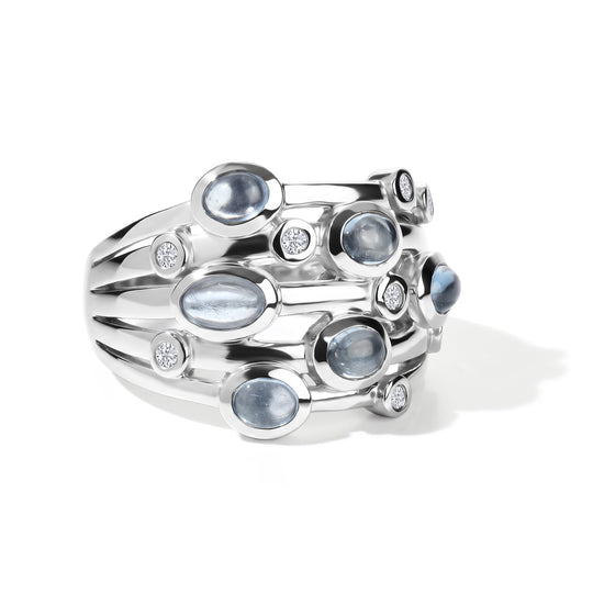EverTrue milchiger Aquamarin Ring, Bronze mit Platin E-Beschichtung - 1,57 ct.