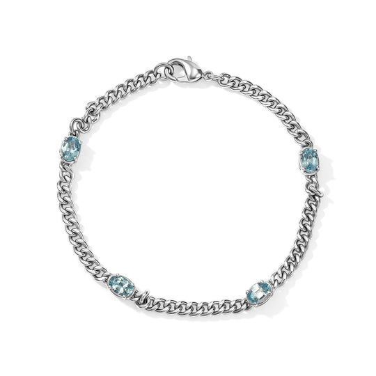 EVER TRUE AAA Blauer Zirkon Armband ca. 19 cm Reine Bronze ca. 2,82 ct.