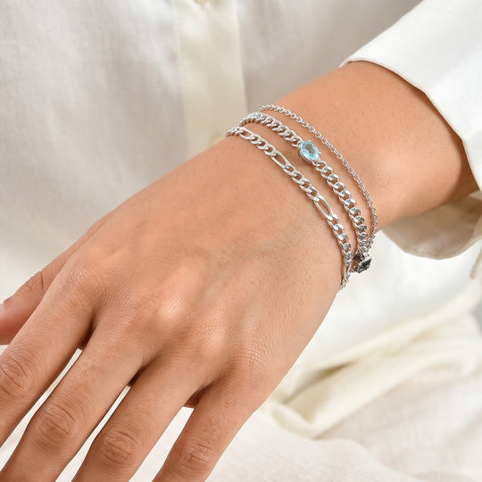 EVER TRUE AAA Blauer Zirkon Armband ca. 20 cm Reine Bronze ca. 2,82 ct.