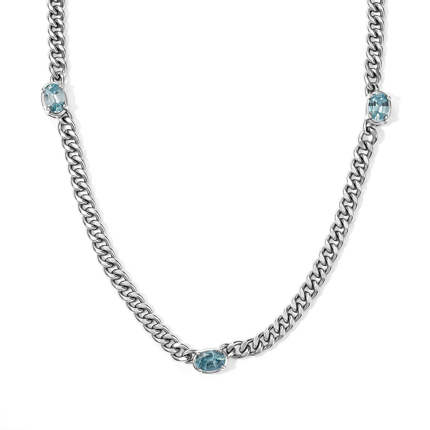 EVER TRUE AAA Blauer Zirkon Halskette ca. 50 cm Reine Bronze ca. 4,84 ct.