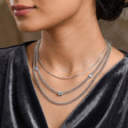 EVER TRUE AAA Blauer Zirkon Halskette ca. 50 cm Reine Bronze ca. 4,84 ct.