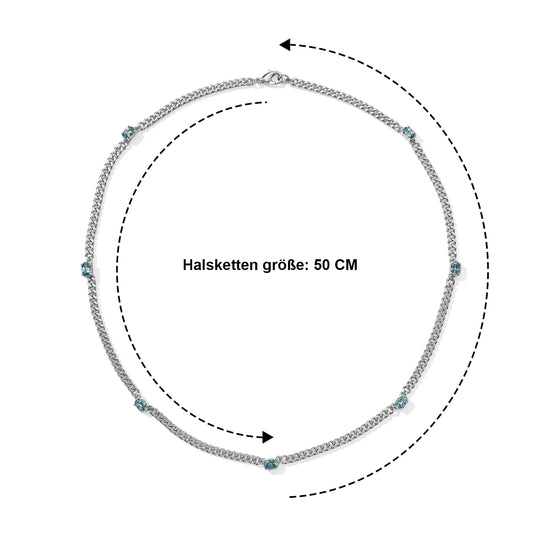 EVER TRUE AAA Blauer Zirkon Halskette ca. 50 cm Reine Bronze ca. 4,84 ct.