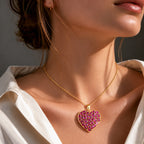D'Joy AA Afrikanischer Rubin (Fissure gefüllt) Anhänger 925 Silber 750 Gelbgold vermeil ca. 14,74 ct.