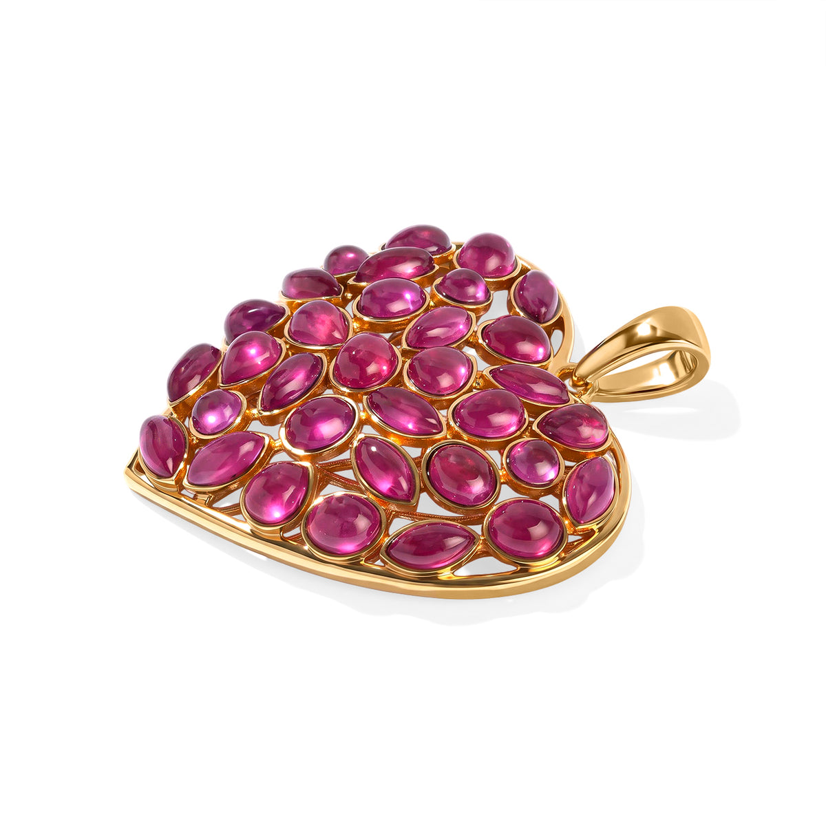 D'Joy AA Afrikanischer Rubin (Fissure gefüllt) Anhänger 925 Silber 750 Gelbgold vermeil ca. 14,74 ct.